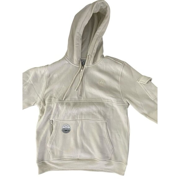 Men’s M Akademiks Beige Cream Quarter Zip Pullover Hoodie Sweatshirt NWT - Picture 1 of 6